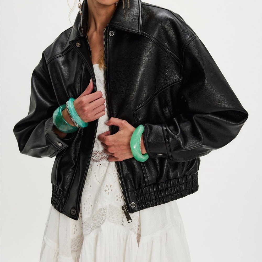 Free People Black Leather Jacket